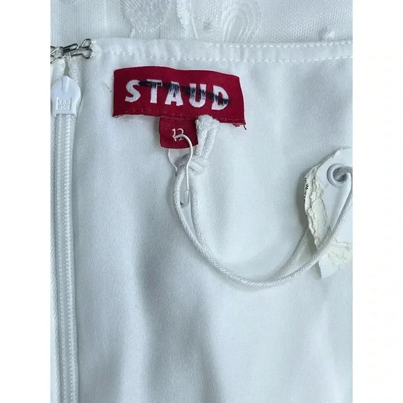 STAUD Sandra white lace mini dress size 12 NWOT - Picture 6 of 13